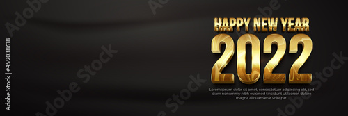 happy new year 2022 marble gold banner template with blank space 3d Editable text effect