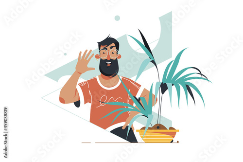 Bearded guy on video call