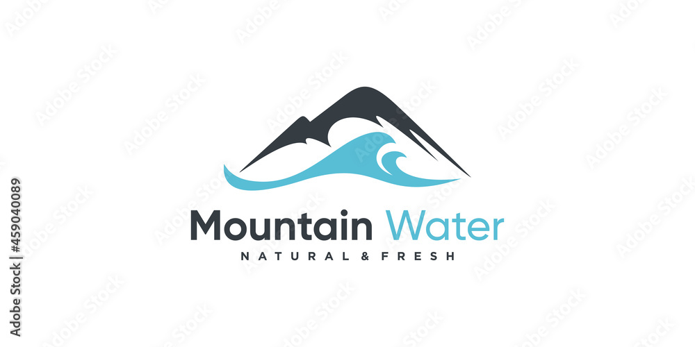 Foto Mountain logo with water concept Premium Vector