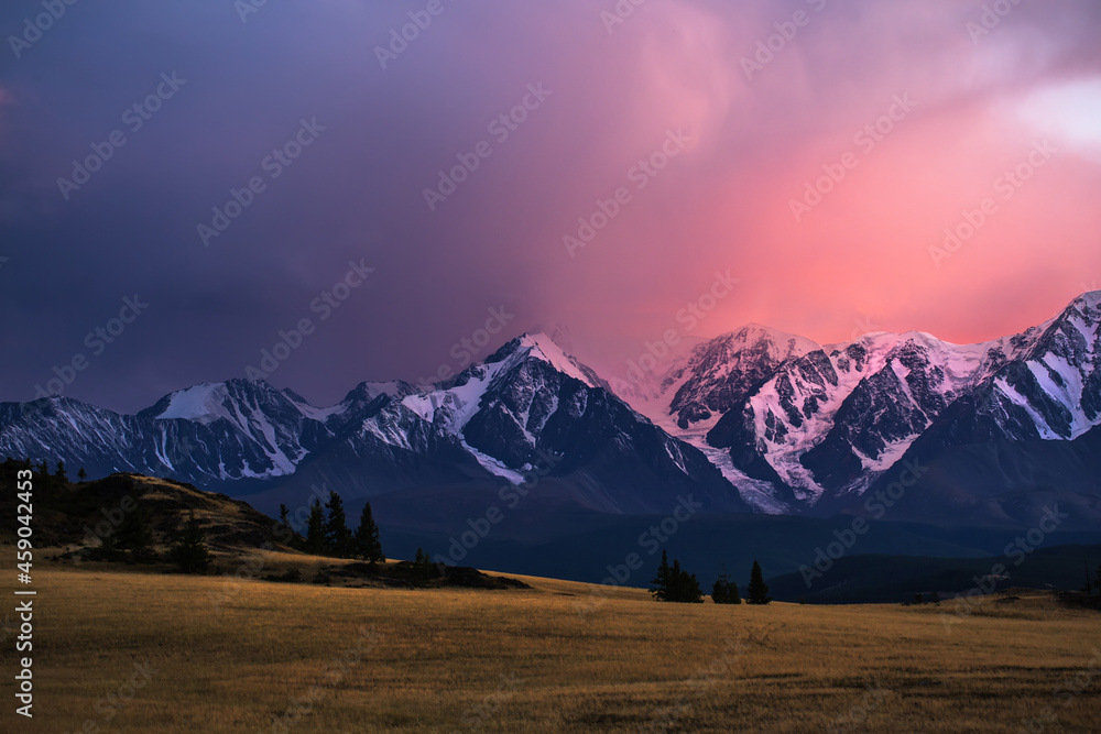 Mountain landscape at sunset. Kosh-Agachsky district of the Altai Republic, Russia Mountain landscape at sunset. Kosh-Agachsky district of the Altai Republic, Russia