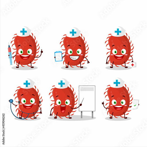 Doctor profession emoticon with picornaviridae cartoon character