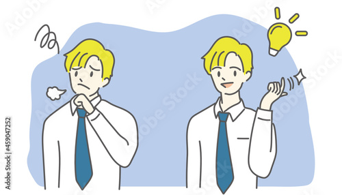 Office worker's business troubles and solutions idea vector illustration
