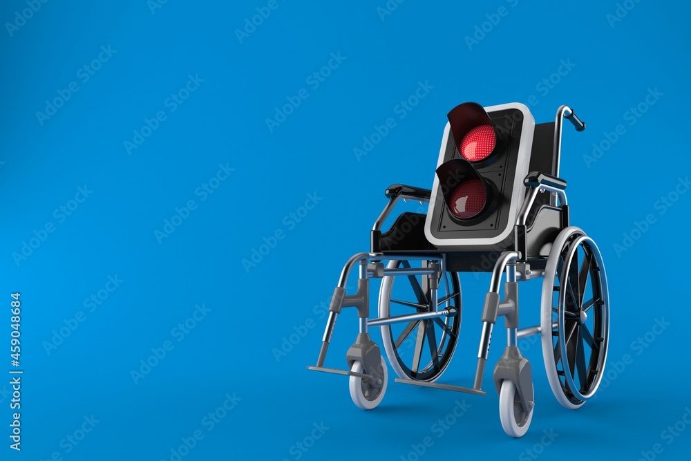 Fotografie Red traffic light with wheelchair
