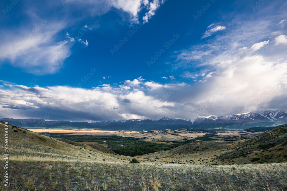 Altai Mountains and the Chuya River. Kosh-Agachsky district of the Altai Republic, Russia Altai Mountains and the Chuya River. Kosh-Agachsky district of the Altai Republic, Russia