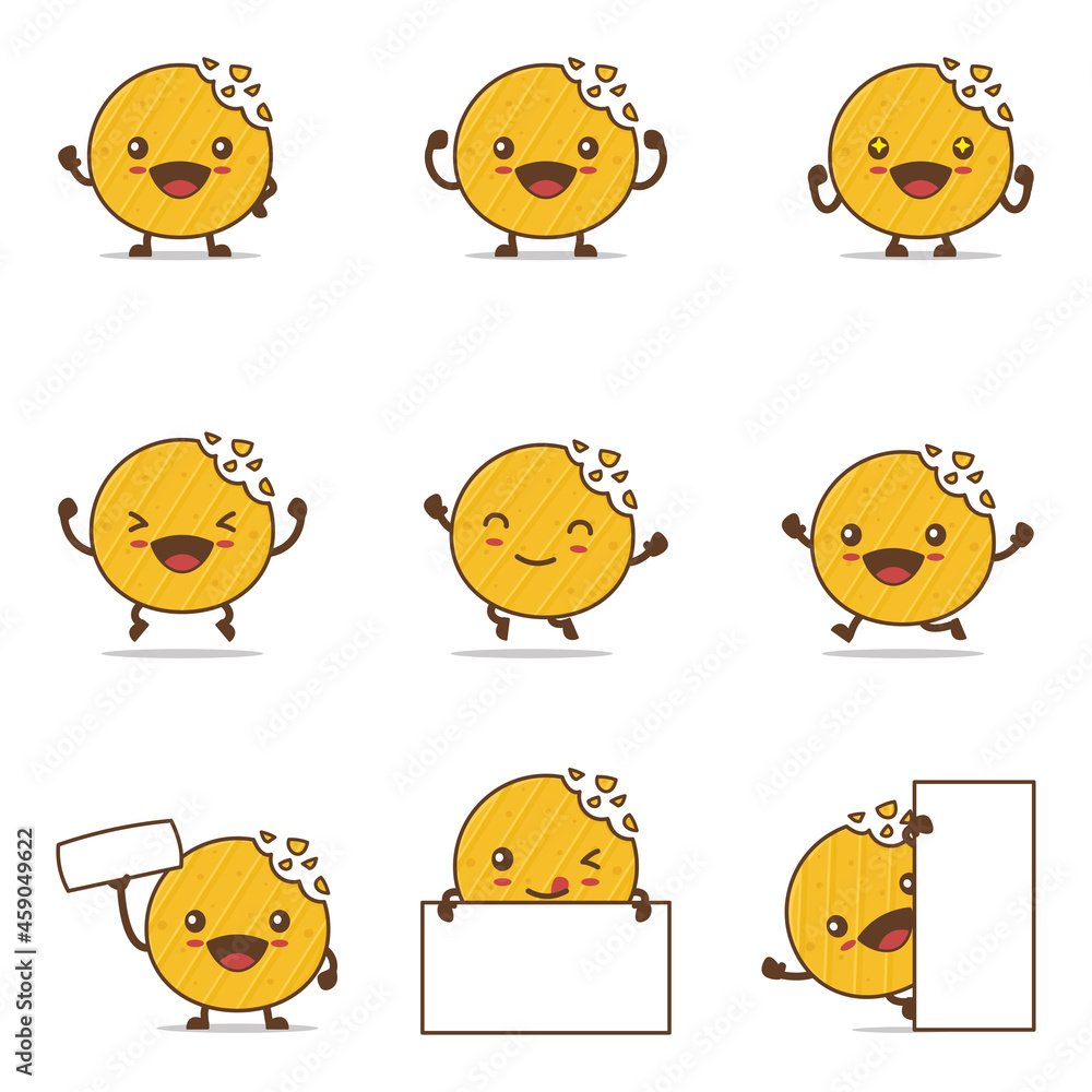 cute potato chips cartoon. with happy facial expressions and different poses cute potato chips cartoon. with happy facial expressions and different poses