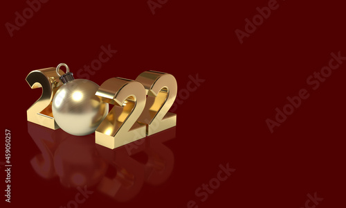 Happy new year 2022 with 3d objects rendering with empty space for text.