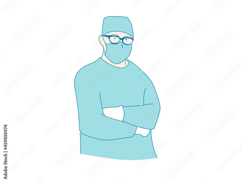 doctor in surgical gown vector on white background , Medical concept