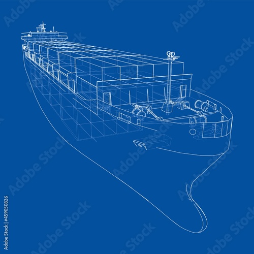 Cargo ship with containers. Vector