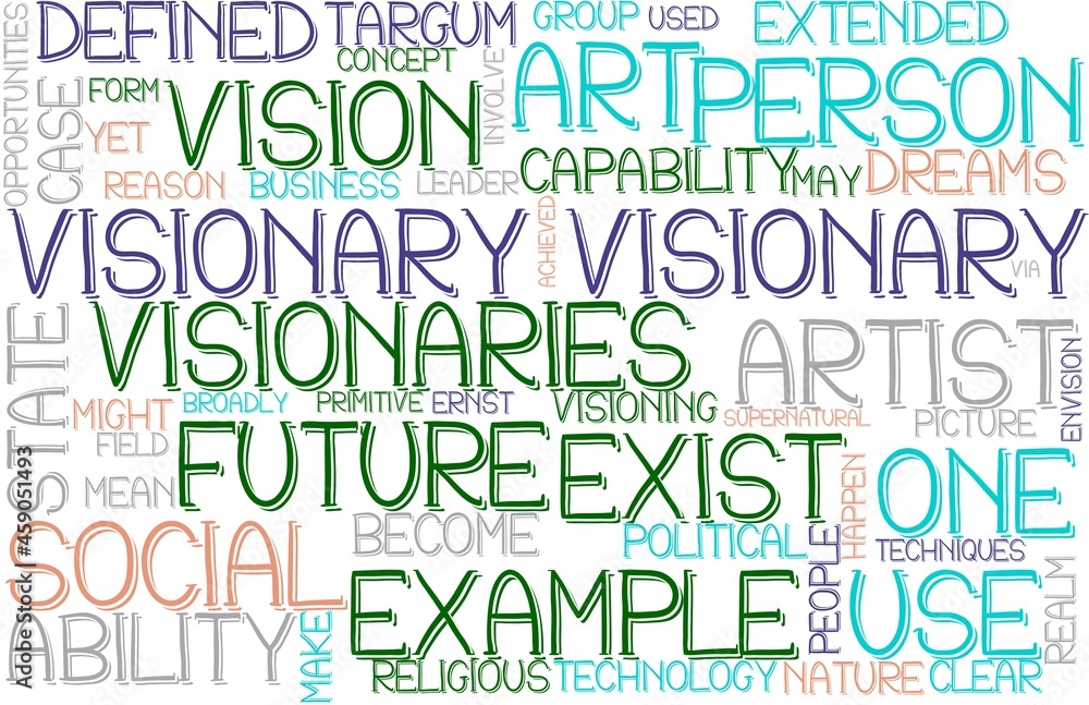 Visionary Wordcloud Banner, Wallpaper, Background, Book Cover, Wordart