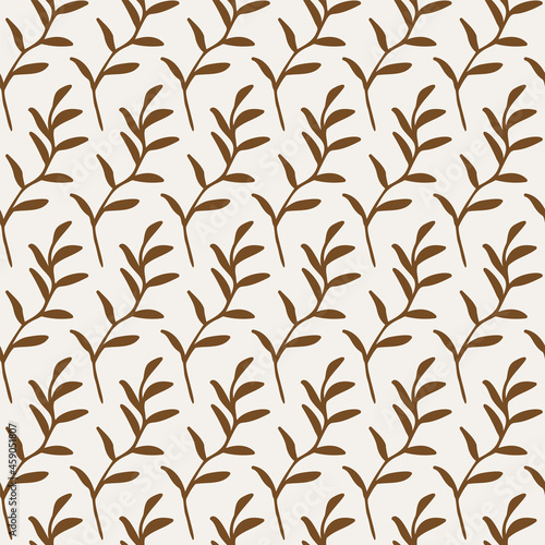Floral Gold Seamless Pattern with Leaves for Wallpaper, Greeting Card, Gift Box, Textile Printing. Vector Christmas Background.