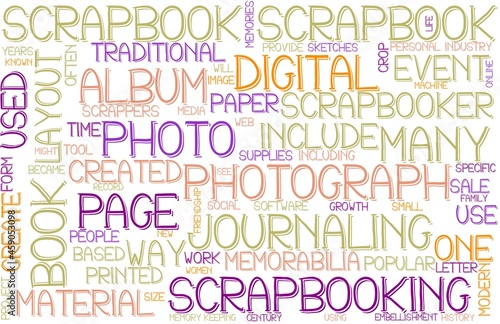 Scrapbook Wordcloud Banner, Wallpaper, Background, Book Cover, Wordart