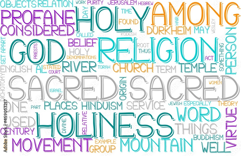 Sacred Wordcloud Banner, Wallpaper, Background, Book Cover, Wordart