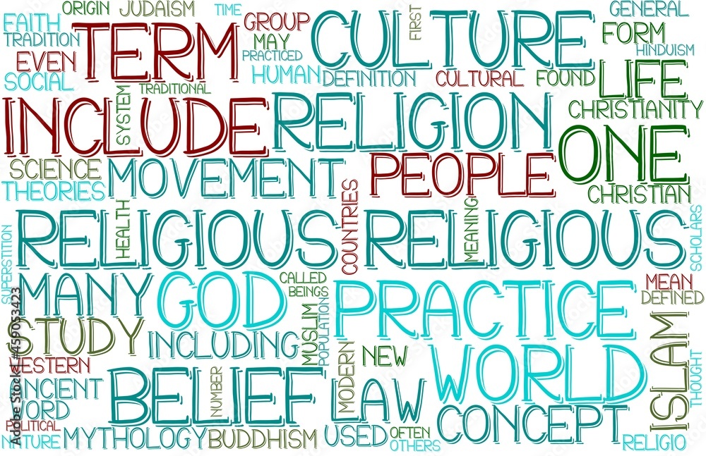 Religious Wordcloud Banner, Wallpaper, Background, Book Cover, Wordart