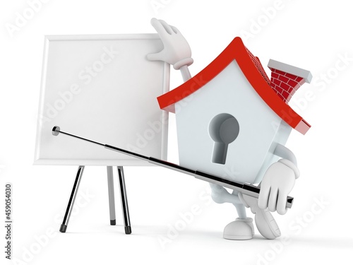 House character with blank whiteboard