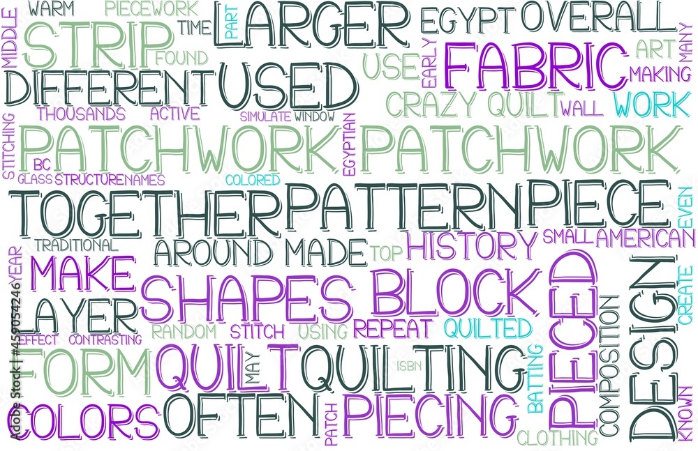 Patchwork Wordcloud Banner, Wallpaper, Background, Book Cover, Wordart