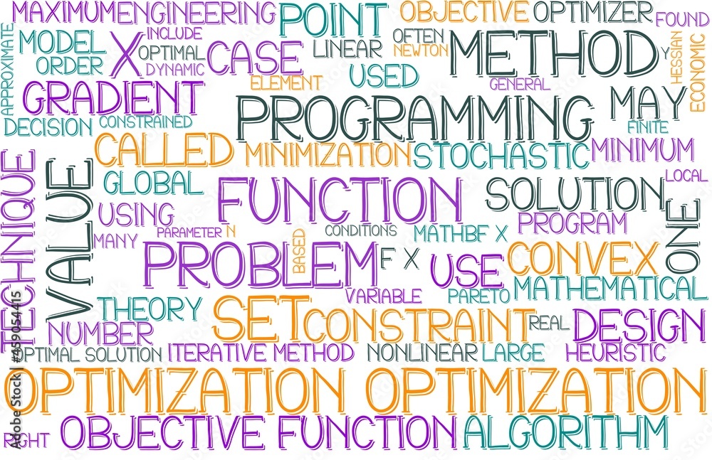Fototapeta premium Optimization Wordcloud Banner, Wallpaper, Background, Book Cover, Wordart