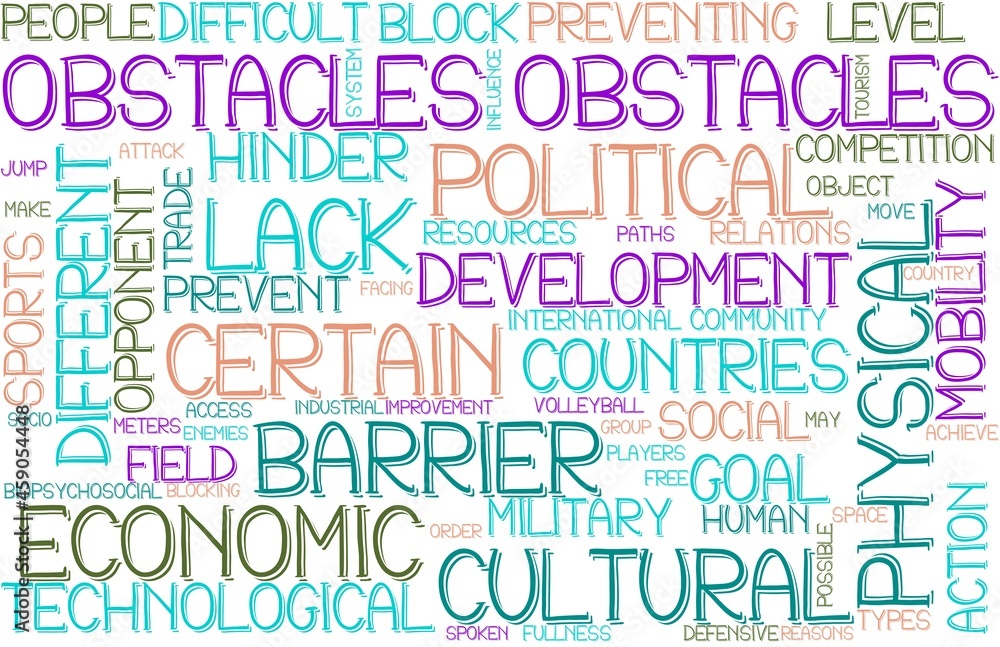 Obstacles Wordcloud Banner, Wallpaper, Background, Book Cover, Wordart