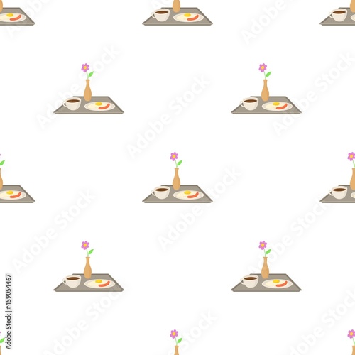 Breakfast in bed pattern seamless background texture repeat wallpaper geometric vector