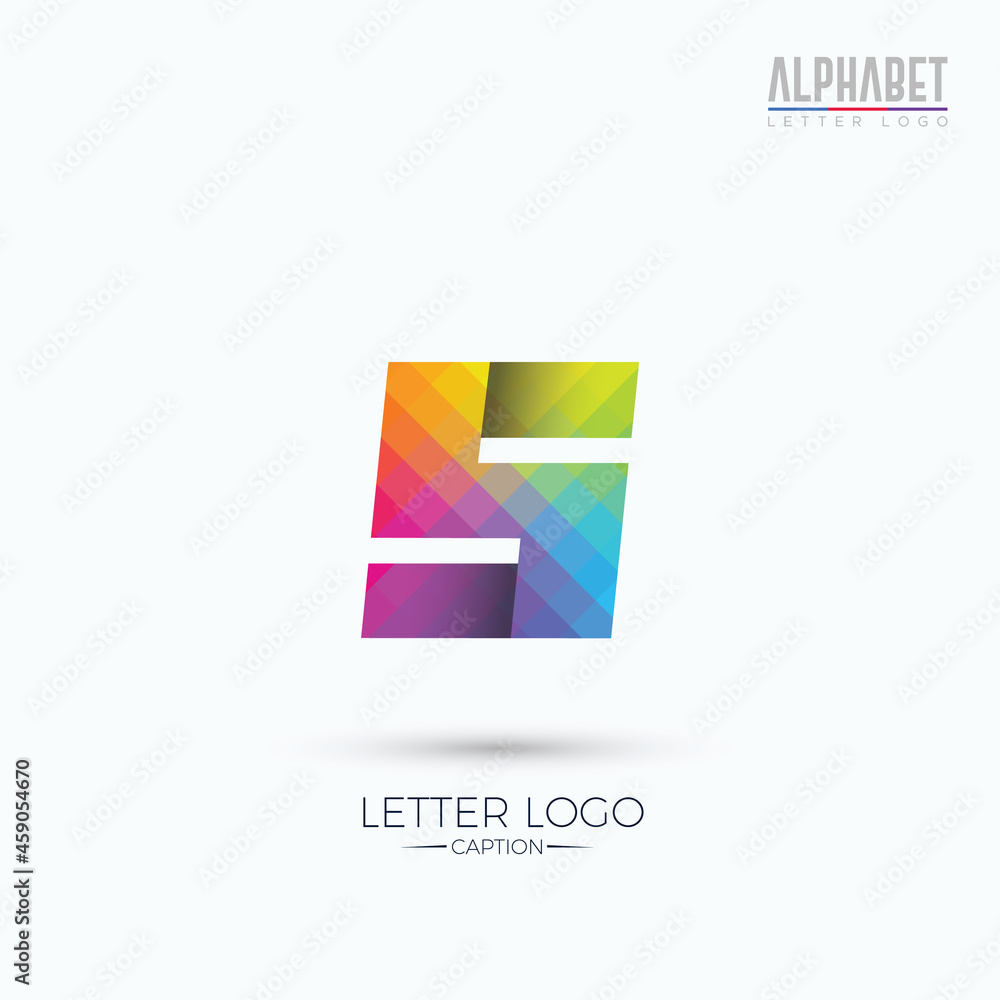 Colorful Gradient Pixelated Origami Style Alphabet S Logo 