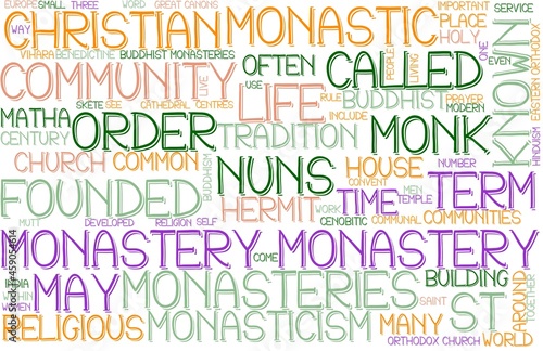 Monastery Wordcloud Banner, Wallpaper, Background, Book Cover, Wordart