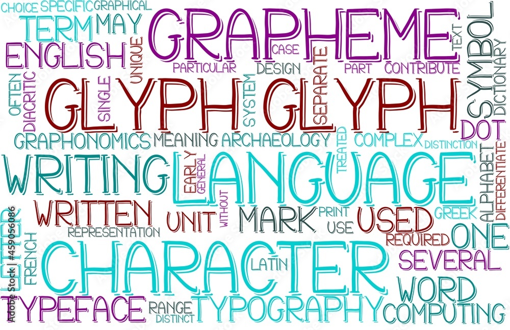 Glyph Wordcloud Banner, Wallpaper, Background, Book Cover, Wordart
