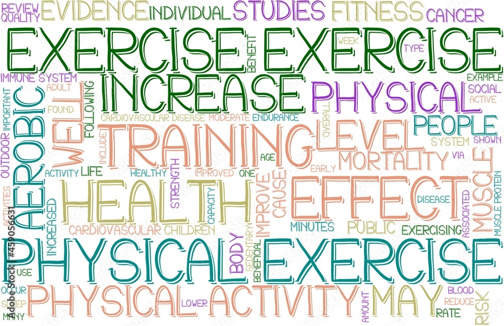 Exercise Wordcloud Tshirt Banner, Wallpaper, Background, Book Cover, Wordart Exercise Wordcloud Tshirt Banner, Wallpaper, Background, Book Cover, Wordart