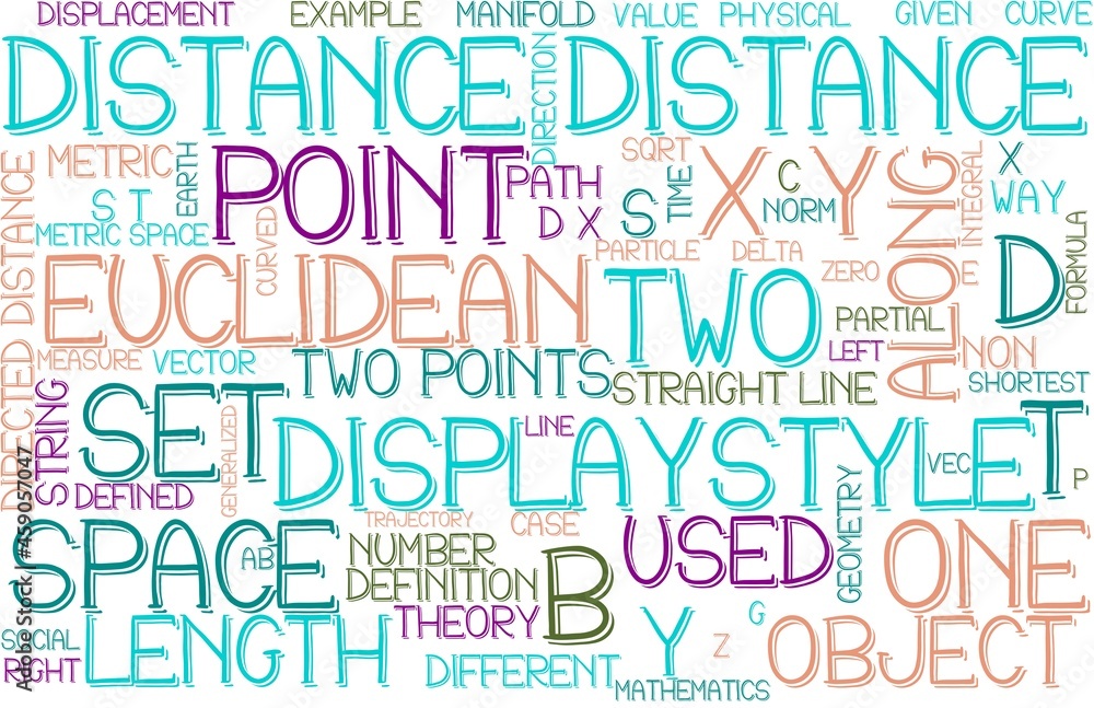 Distance Wordcloud Banner, Wallpaper, Background, Book Cover, Wordart
