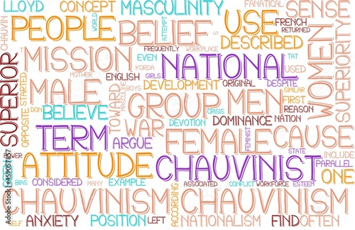 Chauvinism Wordcloud Tshirt Banner, Wallpaper, Background, Book Cover, Wordart photo