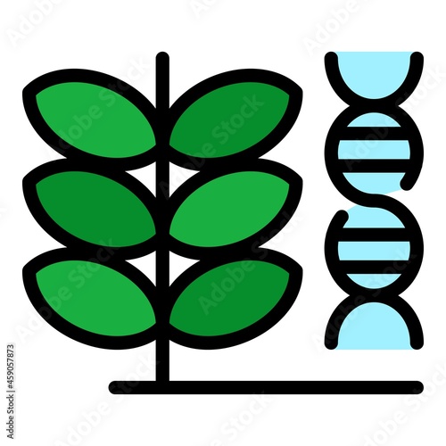 Gmo dna plant icon. Outline gmo dna plant vector icon color flat isolated