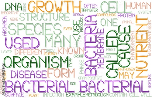 Bacterial Wordcloud Banner, Wallpaper, Background, Book Cover, Wordart