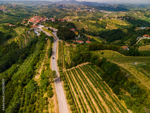 Goriska Brda a Famous Wine Region of Slovenia Located Near Italy. Road to Smartno Village