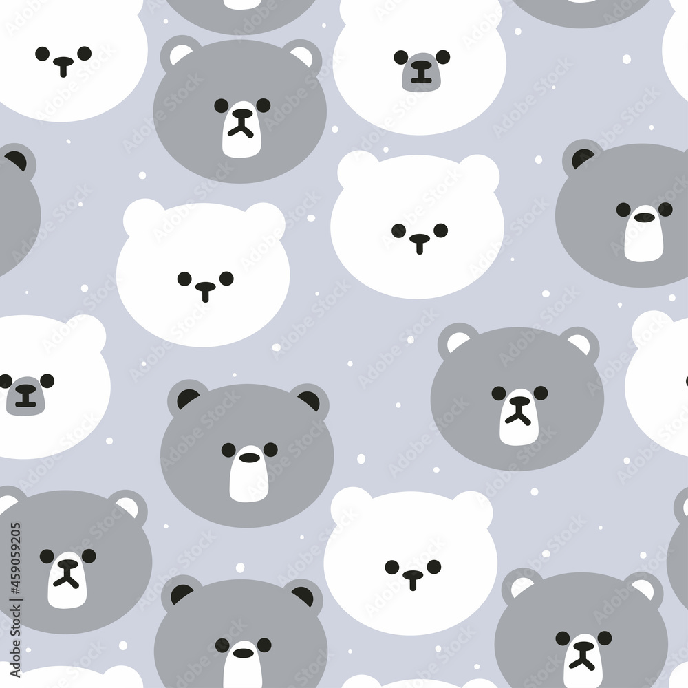 Seamless pattern with cute cartoon ice bear for fabric print, textile, gift wrapping paper. colorful vector for textile, flat style Seamless pattern with cute cartoon ice bear for fabric print, textile, gift wrapping paper. colorful vector for textile, flat style