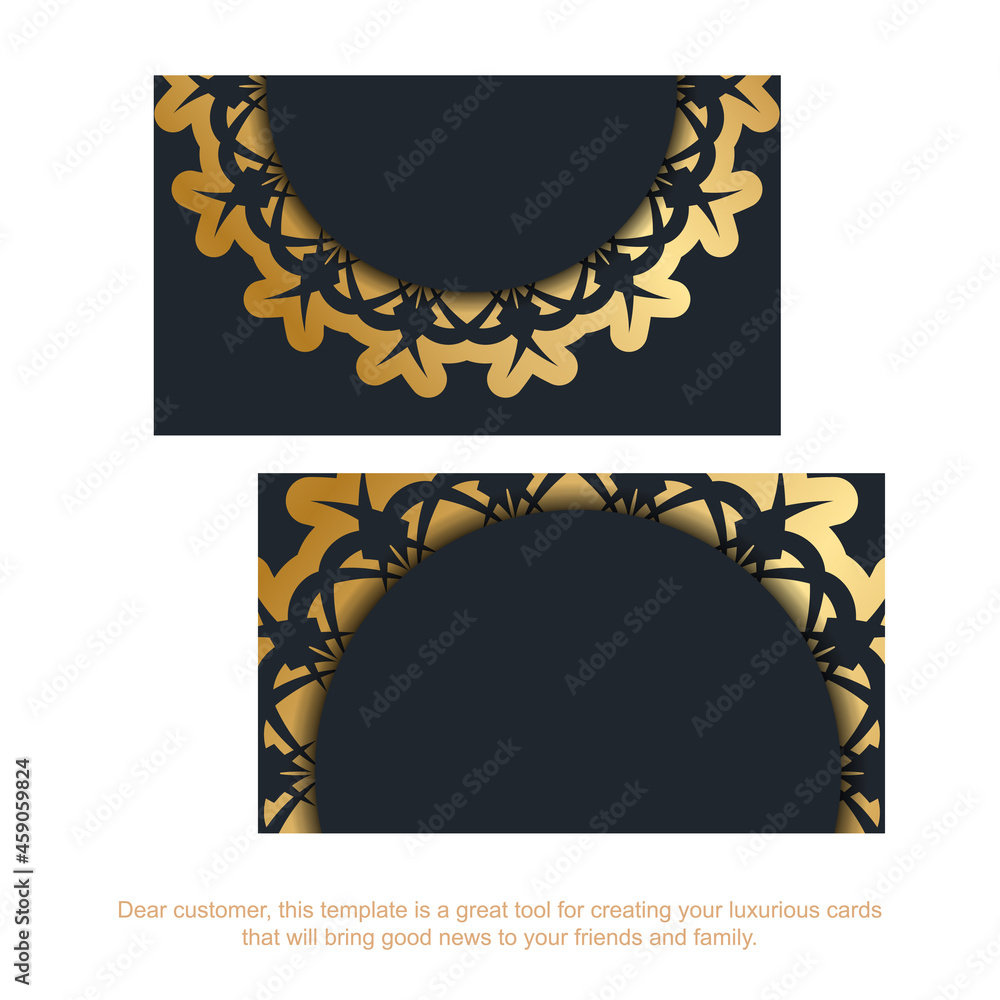 Black business card with luxurious gold ornaments for your business. Black business card with luxurious gold ornaments for your business.