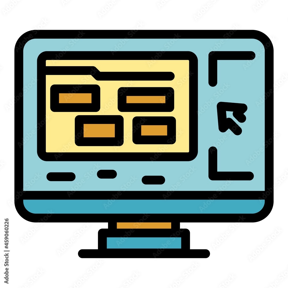Online monitor interaction icon. Outline online monitor interaction vector icon color flat isolated Online monitor interaction icon. Outline online monitor interaction vector icon color flat isolated