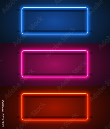 Neon frame sign in the shape of a square.