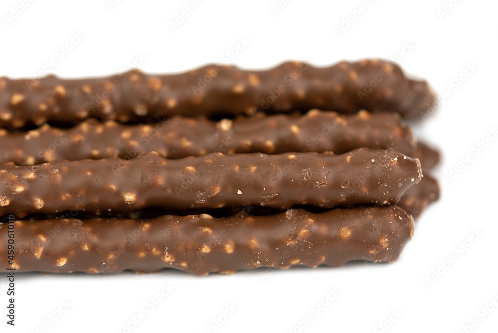 Biscuit Sticks Coated with Milk Chocolate and Crispy Rice Biscuit Sticks Coated with Milk Chocolate and Crispy Rice