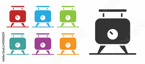 Black Metal tank with grape juice as alcoholic fermentation icon isolated on white background. Set icons colorful. Vector