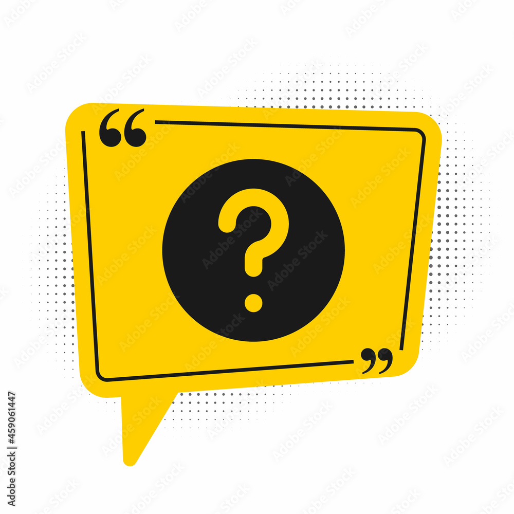 Black Unknown search icon isolated on white background. Magnifying glass and question mark. Yellow speech bubble symbol. Vector Black Unknown search icon isolated on white background. Magnifying glass and question mark. Yellow speech bubble symbol. Vector