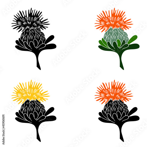 Valokuva Safflower silhouette set