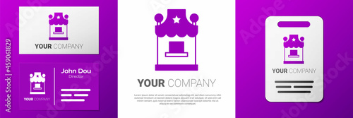 Logotype Ticket box office icon isolated on white background. Ticket booth for the sale of tickets for attractions and sports. Logo design template element. Vector