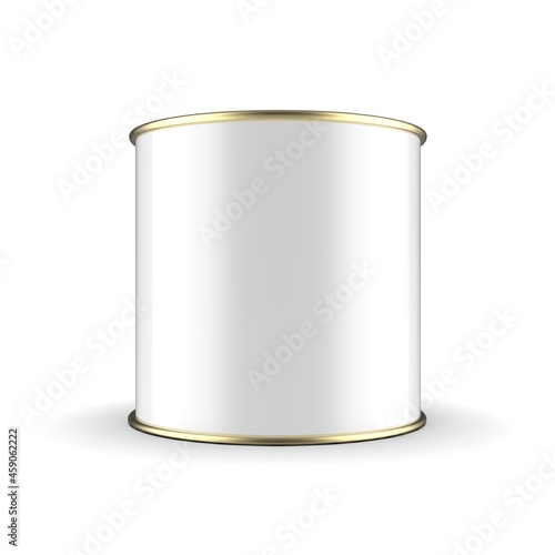 Tin can white with metal 3D rendering isolated white background