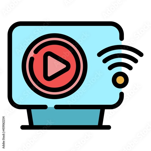 Interactive tv wifi icon. Outline interactive tv wifi vector icon color flat isolated