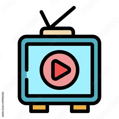 Interactive tv set icon. Outline interactive tv set vector icon color flat isolated