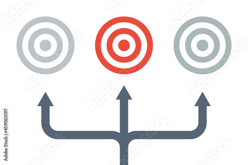 triple impact to different targets, flat vector infographics