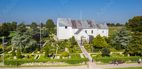 Panorama of the cemetery and church of Jelling, Denmark photo