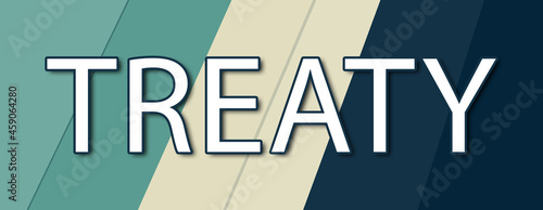 Treaty - text written on multicolor striped background