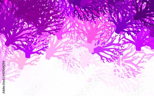 Light Purple vector doodle background with leaves  branches.
