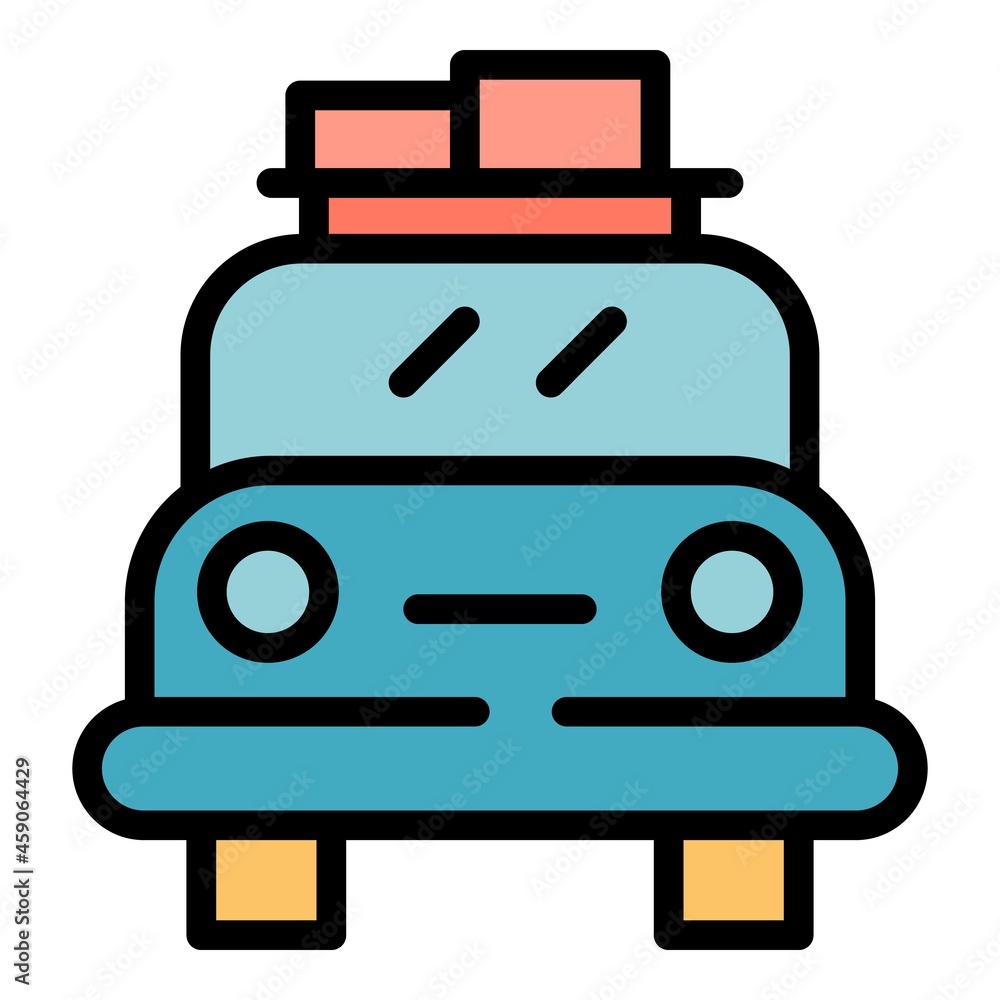 Fototapeta premium Storage car roof box icon. Outline storage car roof box vector icon color flat isolated