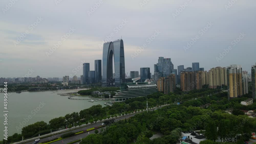 Aerial photography of the architectural skyline of Suzhou Industrial Park Aerial photography of the architectural skyline of Suzhou Industrial Park
