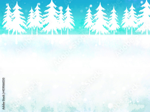 モミの木の雪景色フレーム（昼）